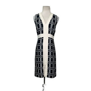 Milly black cream sleeveless color block lined canvas sheath dress size 0